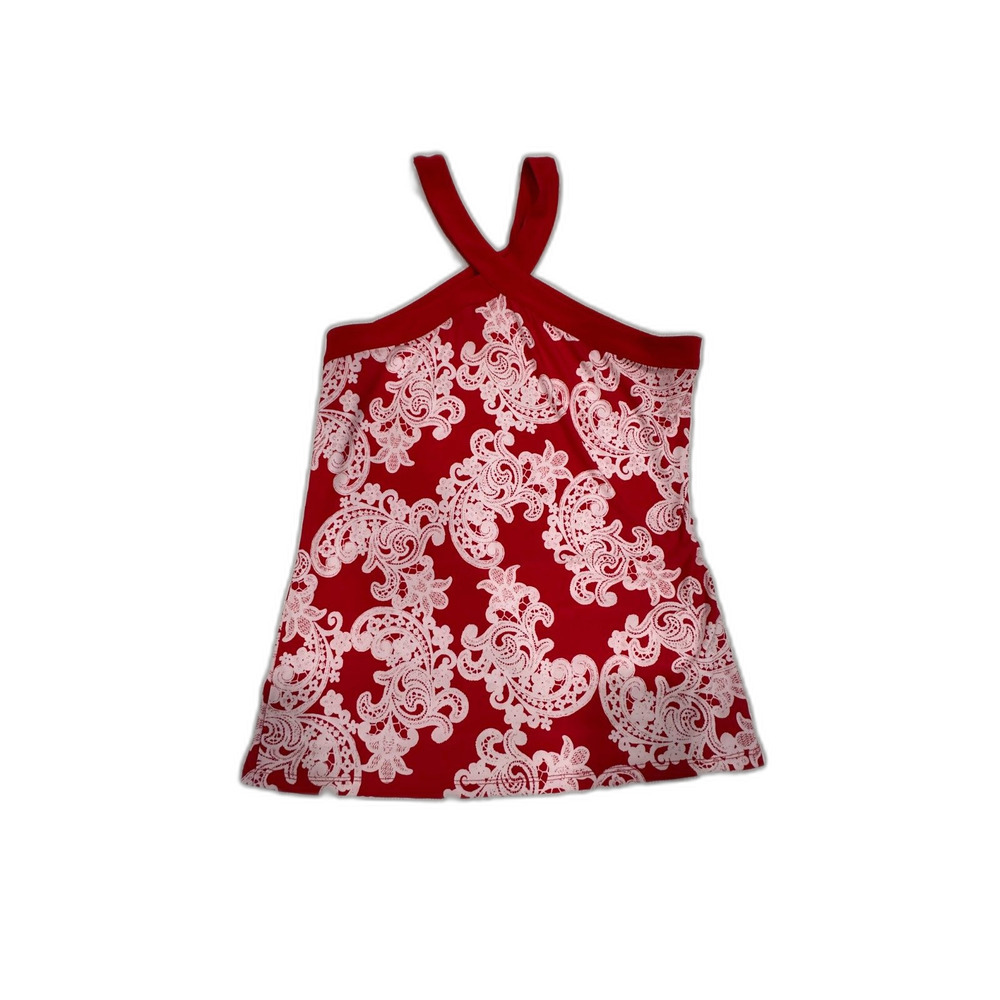 INC International Concepts Red and White Paisley Halter Top Size Medium - Picture 2 of 5